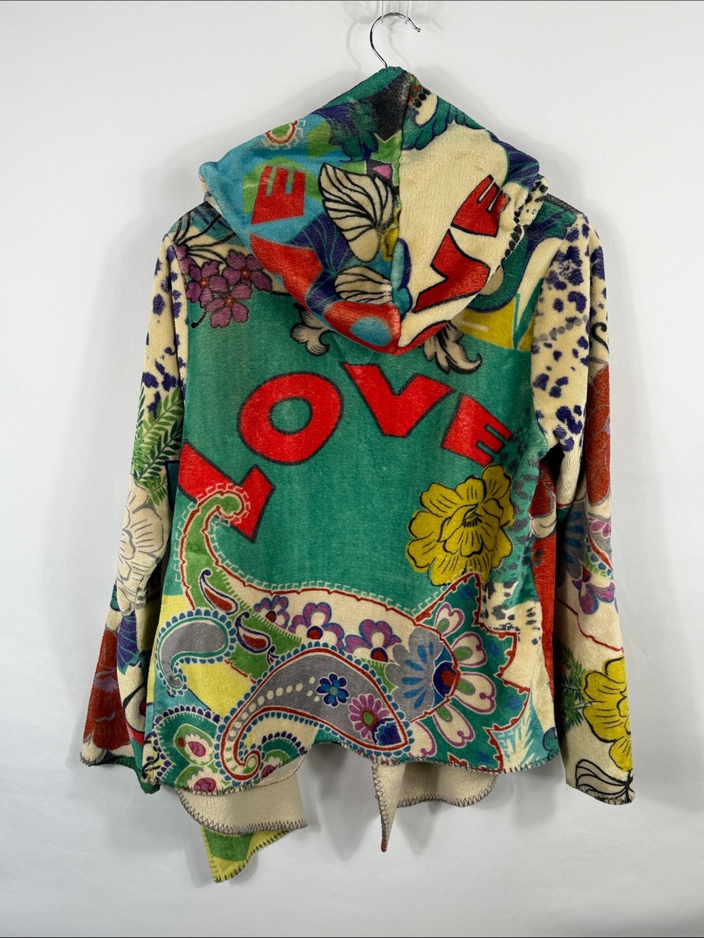 Johnny Was Peace Love Cozy Sherpa Hoodie Jacket. Boho. Womens Soze S. Floral